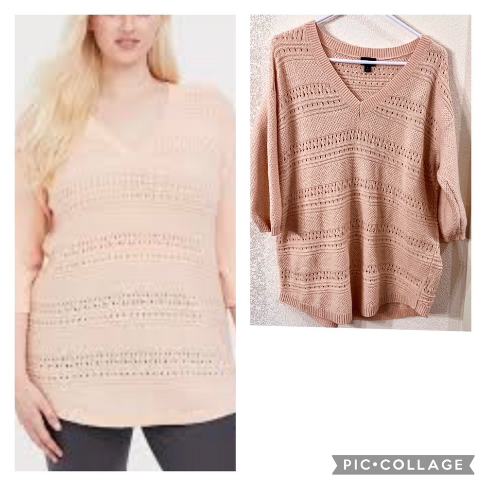 Torrid Sweater BLUSH PINK POINTELLE TUNIC SWEATER Size: 1X